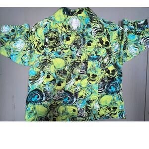 NWOT CJ Banks Shirt Jacket Lime & Turquoise Plus 1X